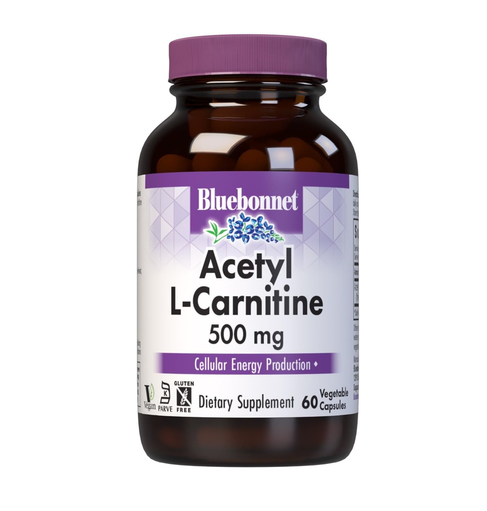 BlueBonnet Acetyl L-karnitiini 500 mg vitamiinikapselit, 60