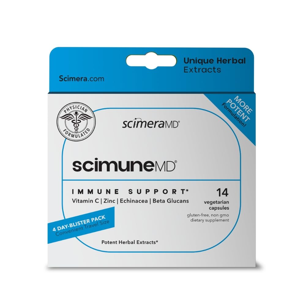 ScimeraMD® Scimune Immune Support Supplement sinkki, Quercetin, C-vitamiini, Echinacea ja Wellmune®, 14 CT