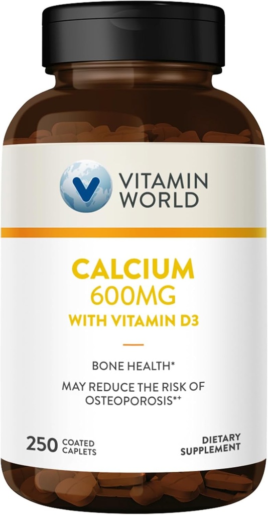 Maailman kalsiumvitamiini 600 mg + D3-vitamiini 250 päällystettyä kapselia