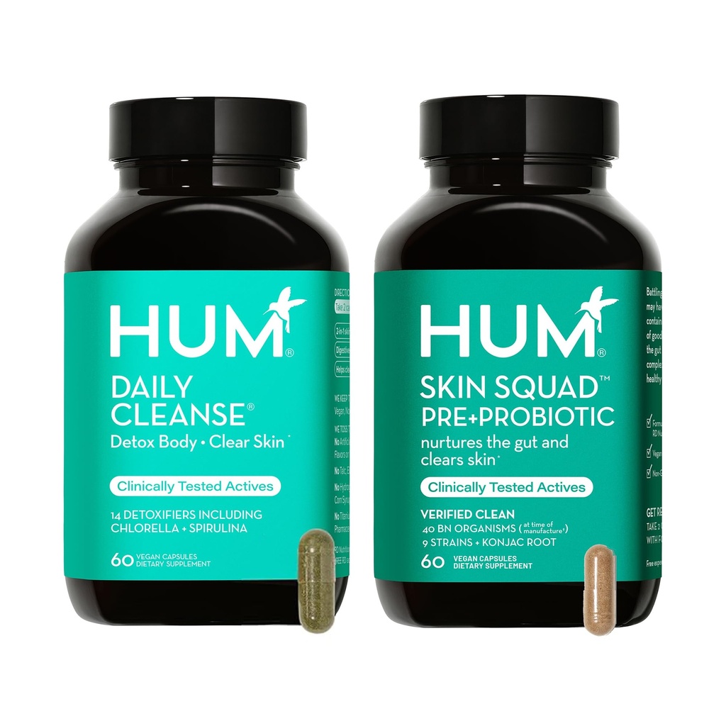 HUM Full Skin Detox ja Cleanse - Proboitics ongelma ihon ja akne Breakouts witrh Organic Algae, Detoxying Yrtit, ihoryhmä ja päivä puhdistus