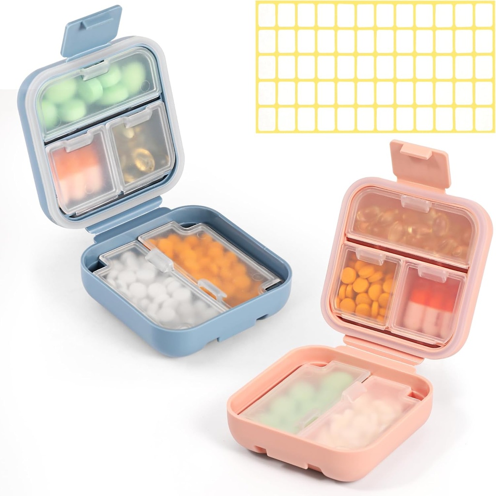 Dynippy Daily Pill Organizer 5 Osastot Kannettava Kosteus Todiste Pieni pilleri tapauksessa taskulaukku matka pilleri laatikko Kannettava lääke vitamiineja Fish Oil Hold Container (sininen vaaleanpunainen)
