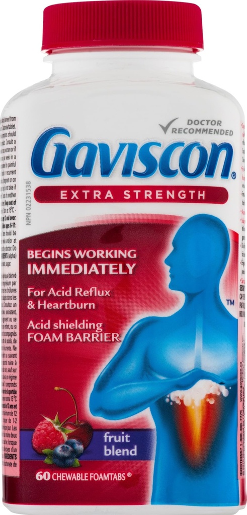 Gaviscon Extra Strength Hedelmät Antasidi 60 tablettia