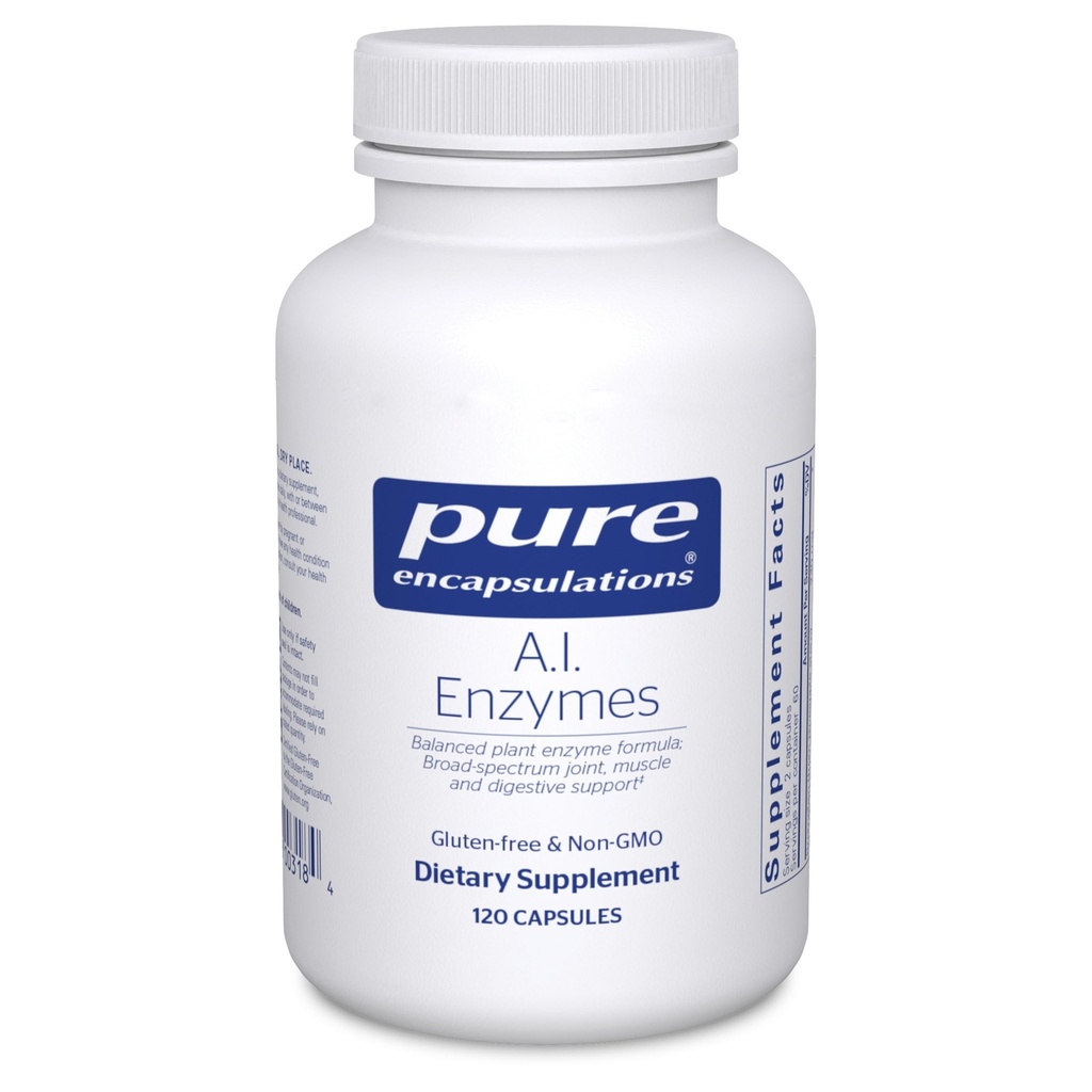 Puhtaat Capsulations A.I. Entsyymit . Balanced Plant Enzyme Formula nivel-, lihas- ja ruoansulatuskanavan tuki 120 kapselia
