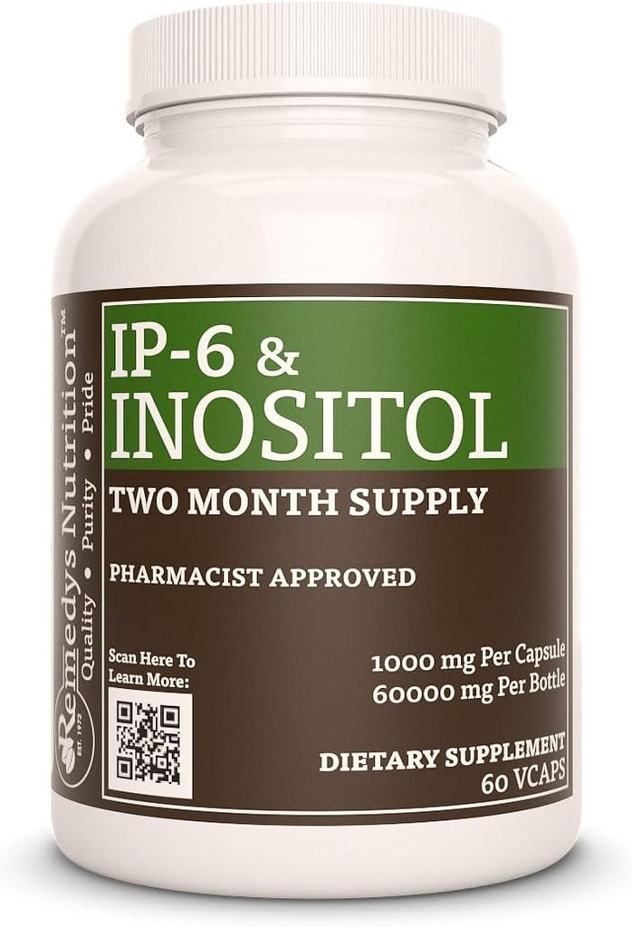 Remedys näring IP6 (hexaphosphate) med Inositol, Calcium & Magnesium | 1000 mg Kosttillskott | Tvåmånaders leverans