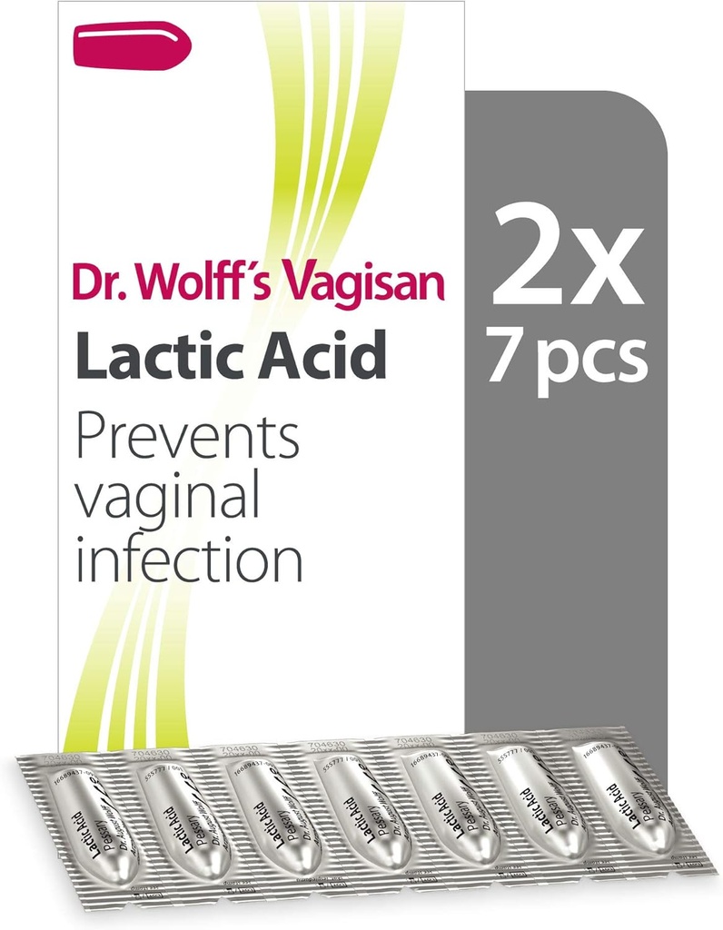 Vagisan Wolffin maitohapon pessaries, päivittäinen emättimen terveys ja intiimi hygienia, ehkäisee infektioita, 2X7kpl