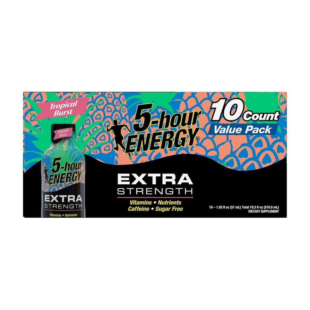 5 tunnin energia, Shot Extra Strength, Tropical Burst, 1,93 Fl Oz, 10