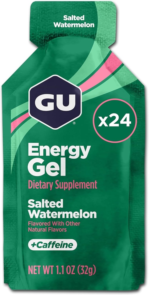 GU Energy Original Sports Nutrition Energy Gel, Suolattu vesimeloni, 26.4 Oz, 24 Count