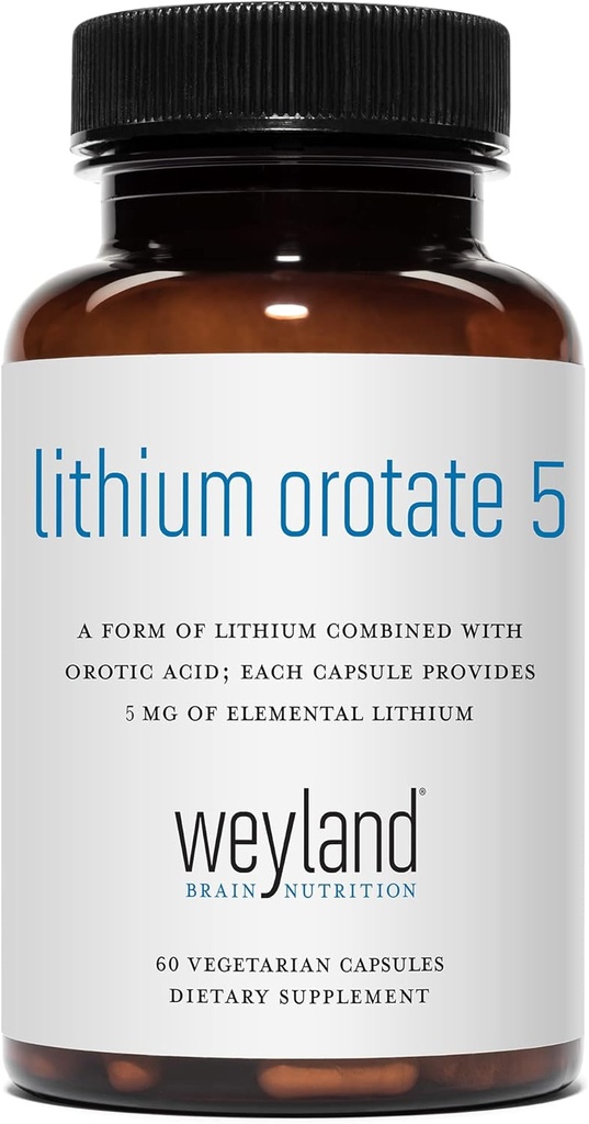 Litium Orotate - 5 mg elementaalilitiumia kasvissyöjäkapselia kohti