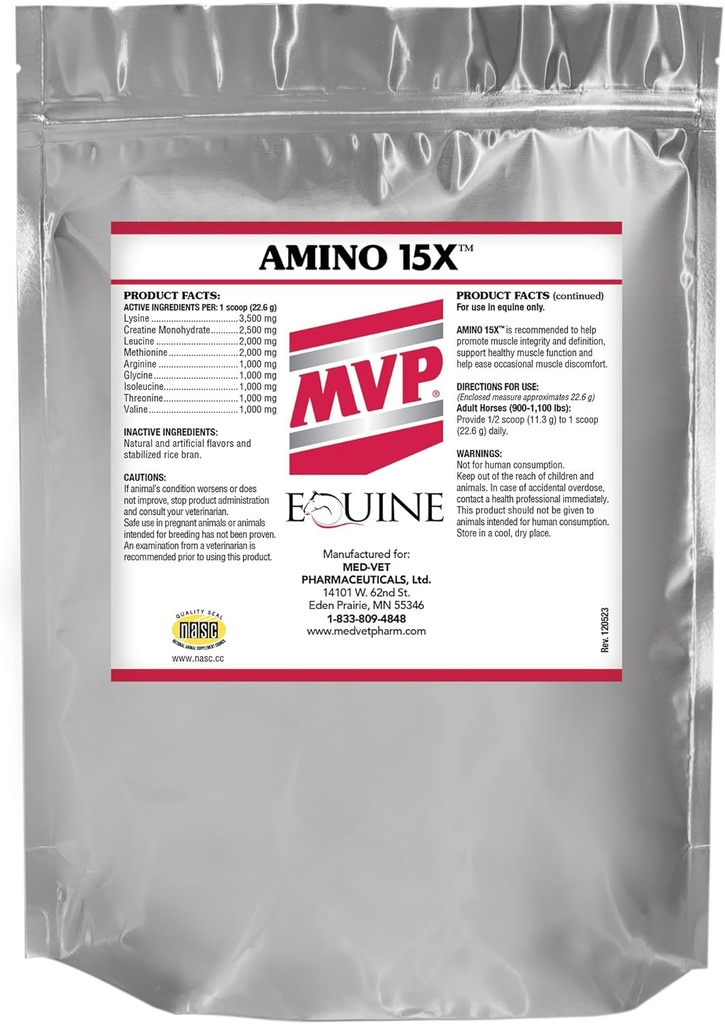 Amino 15X (3 lb) -Stöder hälsosam muskelfunktion, utveckling och reparation på hästar