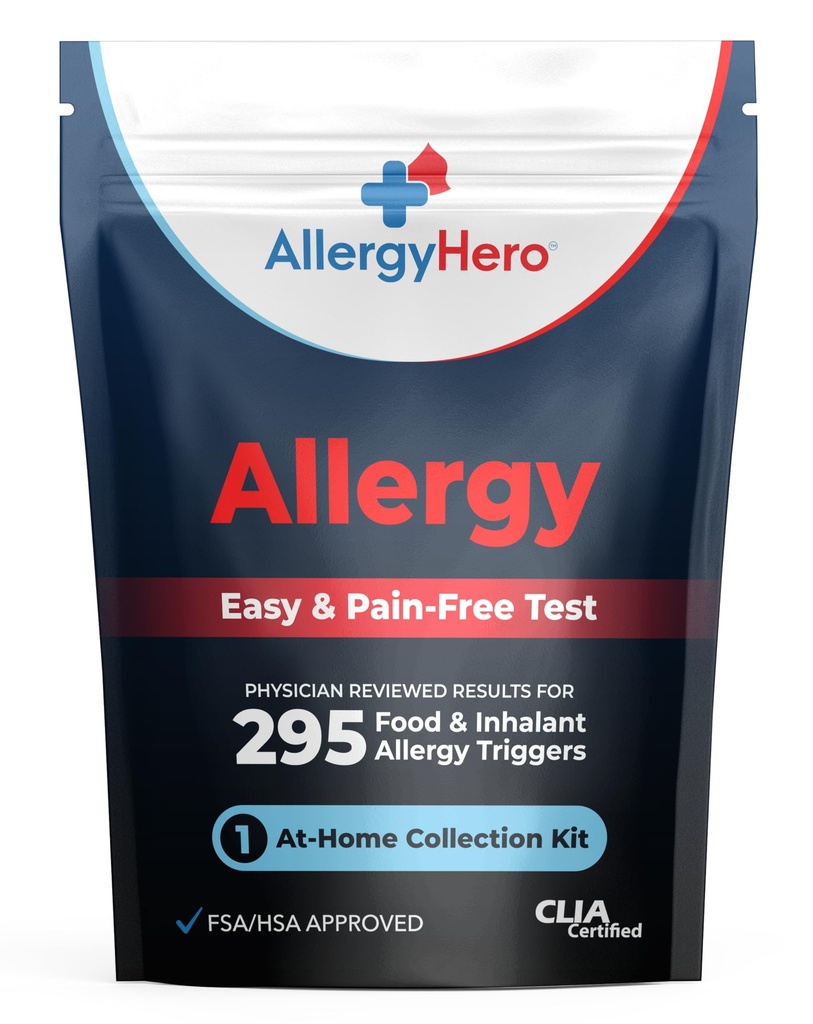 AllergiaHero Comprehensive Food and Environmental Allergia Test Kit 295 Triggers for Aikuinen & Kiputon kotona Allergia testi Kit kanssa tarkkoja tuloksia