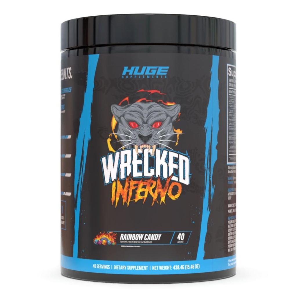 Wrecked Inferno - Thermogenic Pre Workout för män och kvinnor, Öka energi, öka termogenesis och metabolism, förbättra träningsprestanda - Innehåller L-Citrulline, L-Carnitine, Beta-Alanine & More