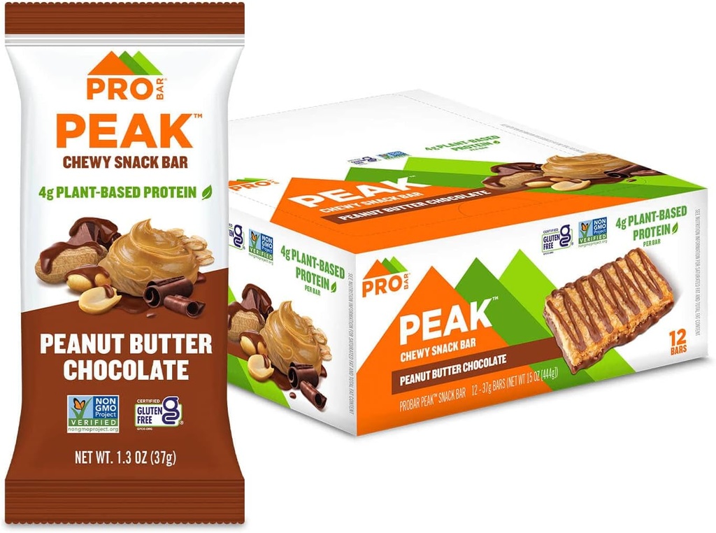 PROBAR - Peak Bar, Peanut Butter Chocolate Snack Bars, 4g Protein, Non-GMO, Gluten-Free (Pack av 12)