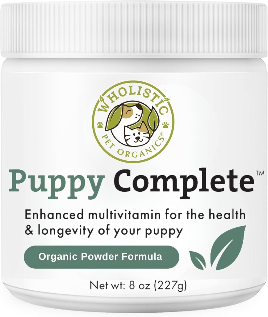 Whoulinen Lemmikki Luomut Pentu Täydellinen - Koira Multivitamiini Powder - 8 Oz - Päivittäinen koiran vitamiinit ja lisäravinteet kotitekoinen ruoka - Immuunijärjestelmä, iho, turkki & yleinen terveys - pieni ja suuri rotu pennut