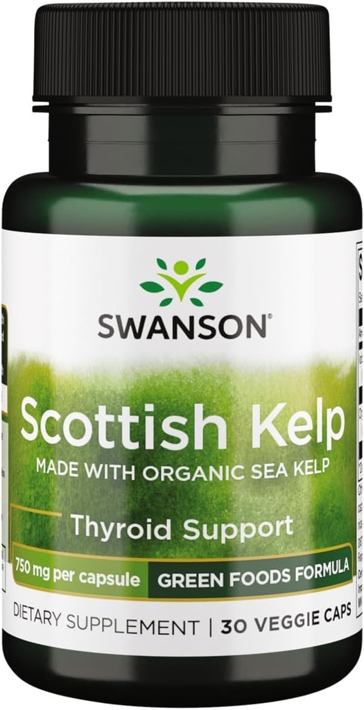 Swanson Made med organisk skotsk Kelp 750 Milligram 30 Veg kapslar