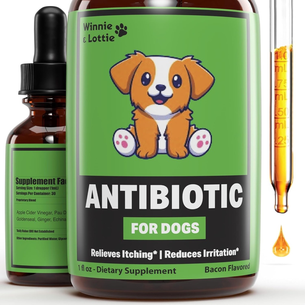 Natural Dog Antibiotika - Antibiotika för hundar - Stöder Itch Relief, Allergy Relief, Immune Health & More - Antibiotikum för hundar - Itch Relief för hundar - Yeast Infection Behandling för hundar - 1 uns