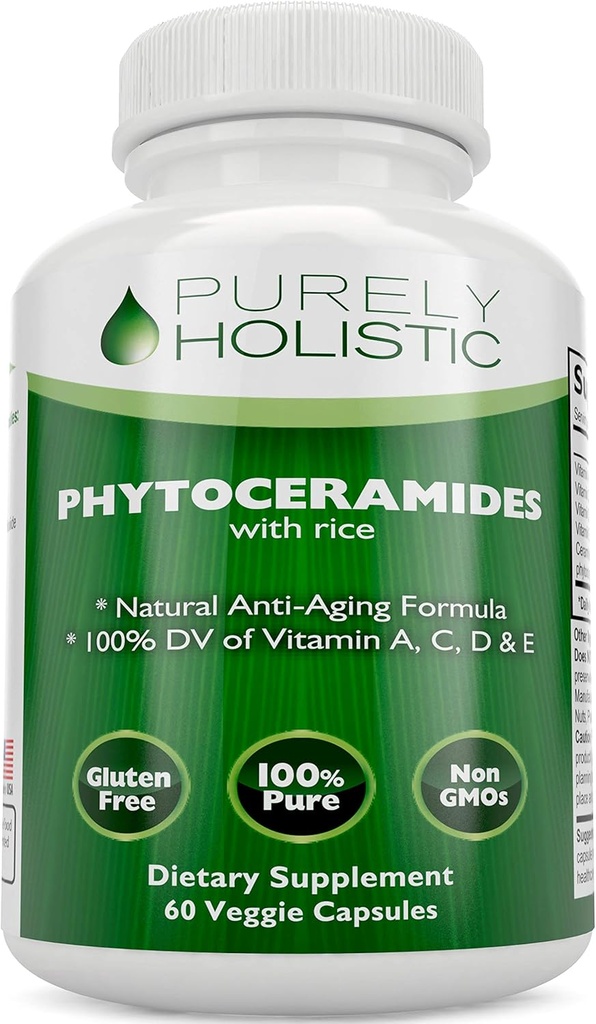 Fytokeramidit Skin Therapy Supplement 60 kapselia 100% Riisi Perustuu 100% Luonnollinen kasvissyöjä / Vegaani kapselit 100% DV A-vitamiinia, C, D & E ilman täyteaineita tai keinotekoisia ainesosia