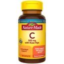 Nature Made Vitamin C 500 mg med Rose Hips, Kosttillskott för immunstöd, 130 Caplets, 130 Day Supply