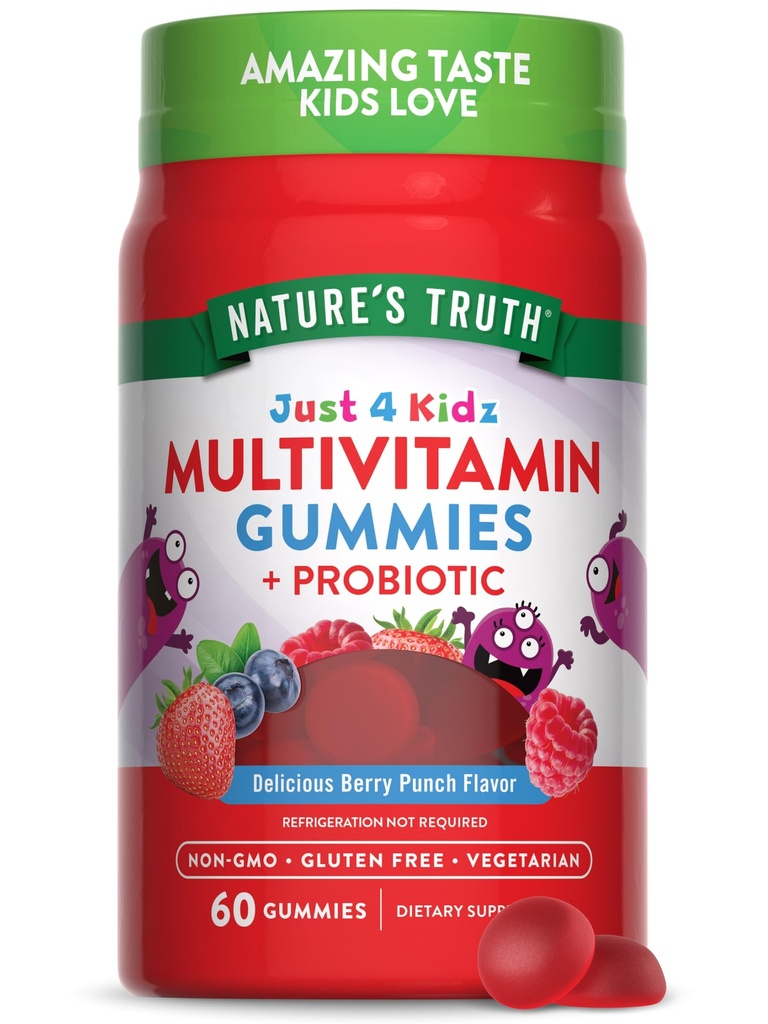 Nature's Truth Kids Multivitamiini Gummies with Probiotics ... 60 Count ...
