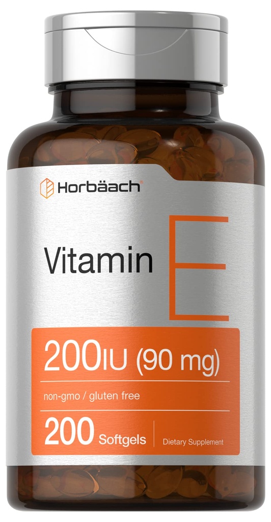 Horbäach E-vitamiini Softgel-kapselit 200 IU 90 mg lisäravinteet 200 kreivi ei- gamma- eikä gluteeniton Formula