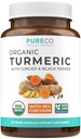 Organisk gurkmeja Ginger Black Pepper Supplement - High Potency Organic Turmeric Curcumin Capsules med Ginger & Black Pepper för förbättrade fördelar och absorption - Vegan & Non-GMO (1 månad Supply)