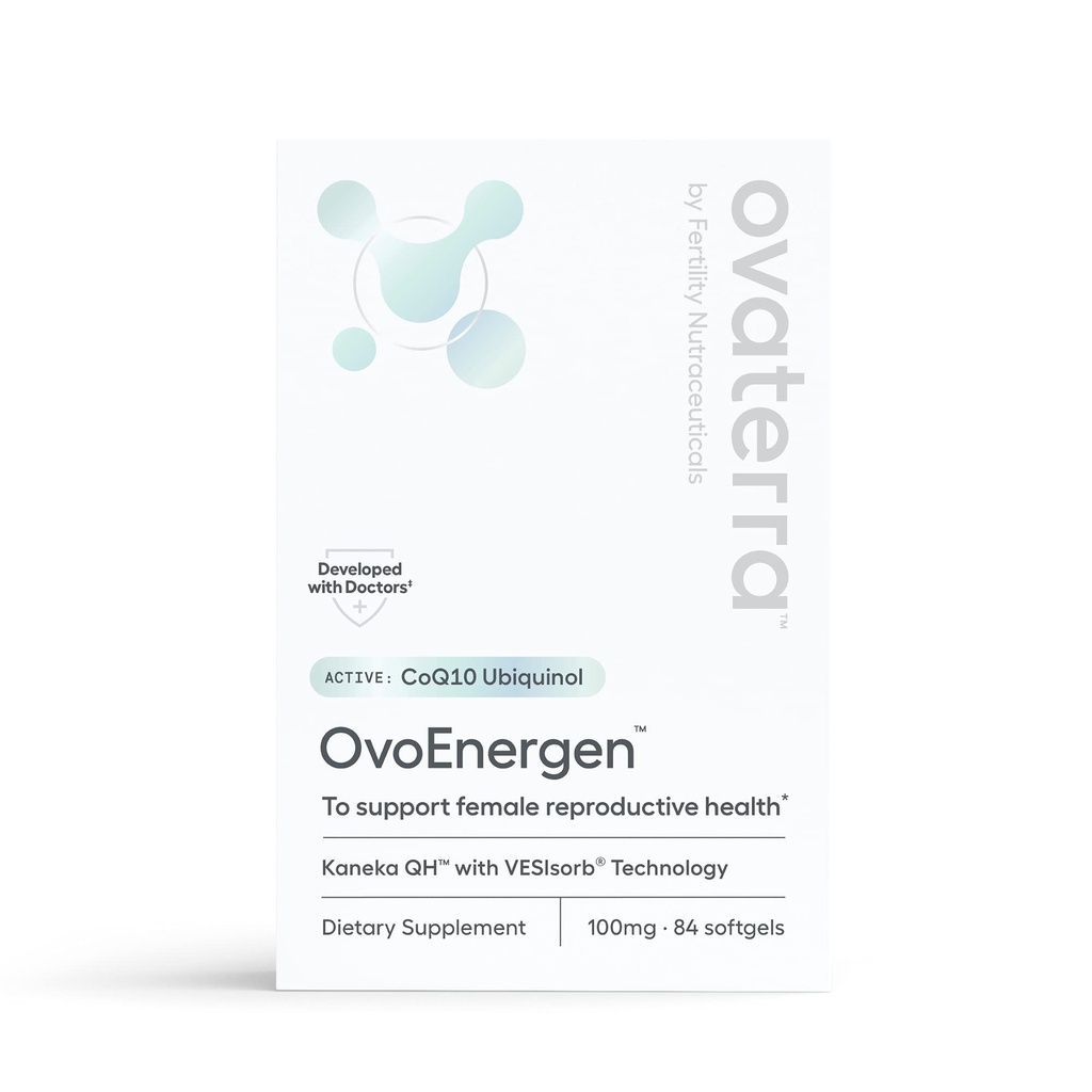 OvoEnergen CoQ10 täydentää naisten tukea Lisääntymisterveys ja munanterveys Hedelmällisyys Booster Kaneka QH, VESIsorb® Technology 84-100mg Softgel Kapselit - 28 päivän tarjonta