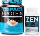 Nutrology TRIPACT Protein Powder, 7-in-1 Ateriankorvike Shake, Vanilla Latte Cinnamon Flavor (20 tarjoilua) Zen Natural Magnesium Supplement (30 tarjoilua)