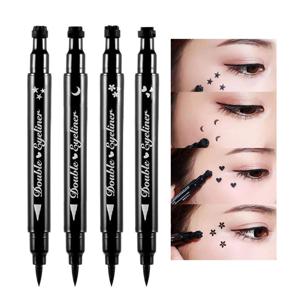 BINGBRUSH Kaksoispuolinen nestemäinen postimerkki Eyeliner kynä, kasvot postimerkit Meikki Erittäin musta vedenpitävä Slim Gel Felt Tip Korkea musta Pigment Liquid Eyeliner & Seal (musta)
