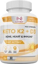 K2-vitamiini + D3-vitamiini kalsiumilla - luu, sydän ja immuuni Formula - K2 D3-vitamiini täydentää naisille ja miehille - 60 kapselia