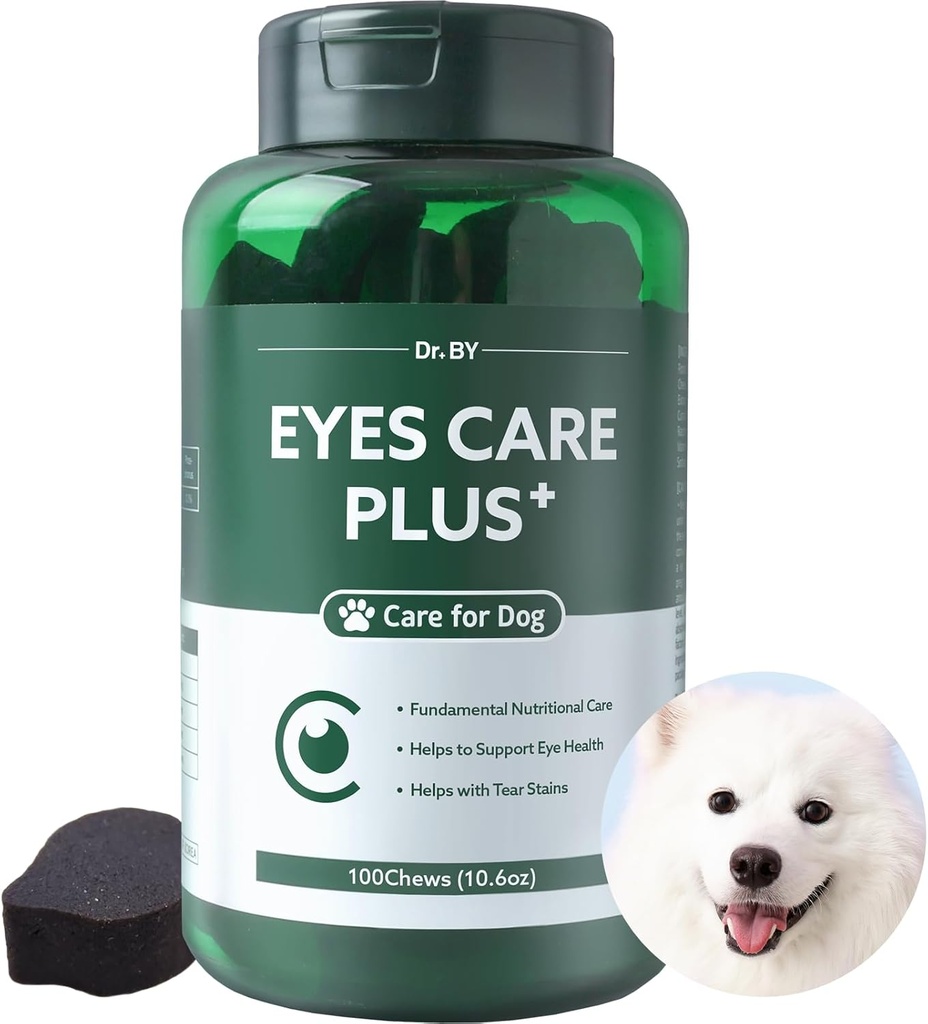 Dr.by Eyes Care Plus koiran kyynel tahra lisäravinteet silmätipat koirille silmien terveys tuki maito Thistle Lutein Beta karoteeni - 100 pehmeää purukumia