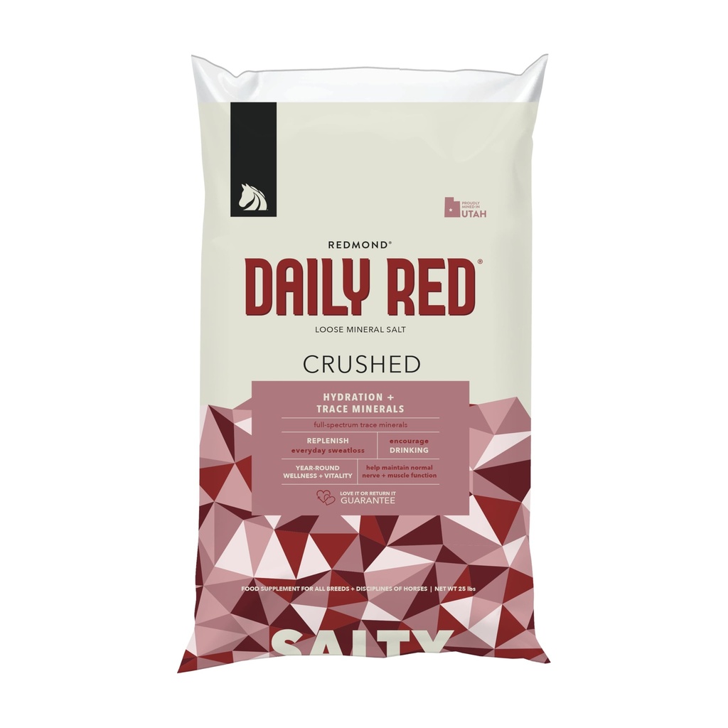 Dagliga Red Crushed Loose Minerals | Mineral Salt + Electrolyte Supplement för hästar (25LB Refill Bag)