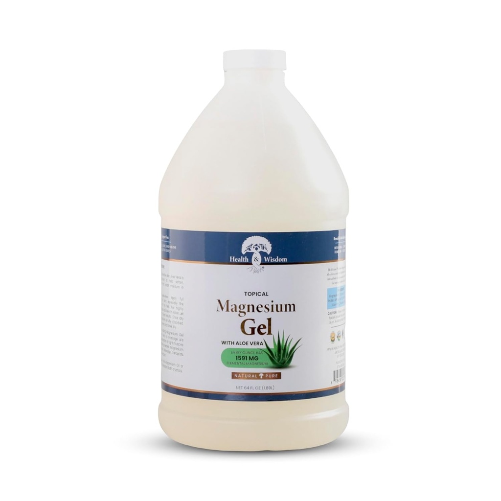 Terveys ja viisaus Pure Magnesium Gel kanssa Seaweed Extract ja Aloe Vera - Uutinen Lihas & Joint Relief- Natural ja puhdas iho & scalp Kosteuttava - Parannettu imeytyminen - 64 Fl oz