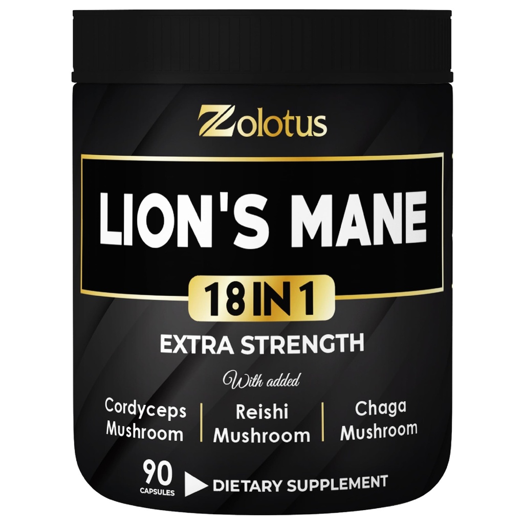 Zolotus Lions Mane Mushroom Complex Kapselit Cordeyceps, Elderberry, Ginkgo Biloba, Bacopa - 90 kapselia