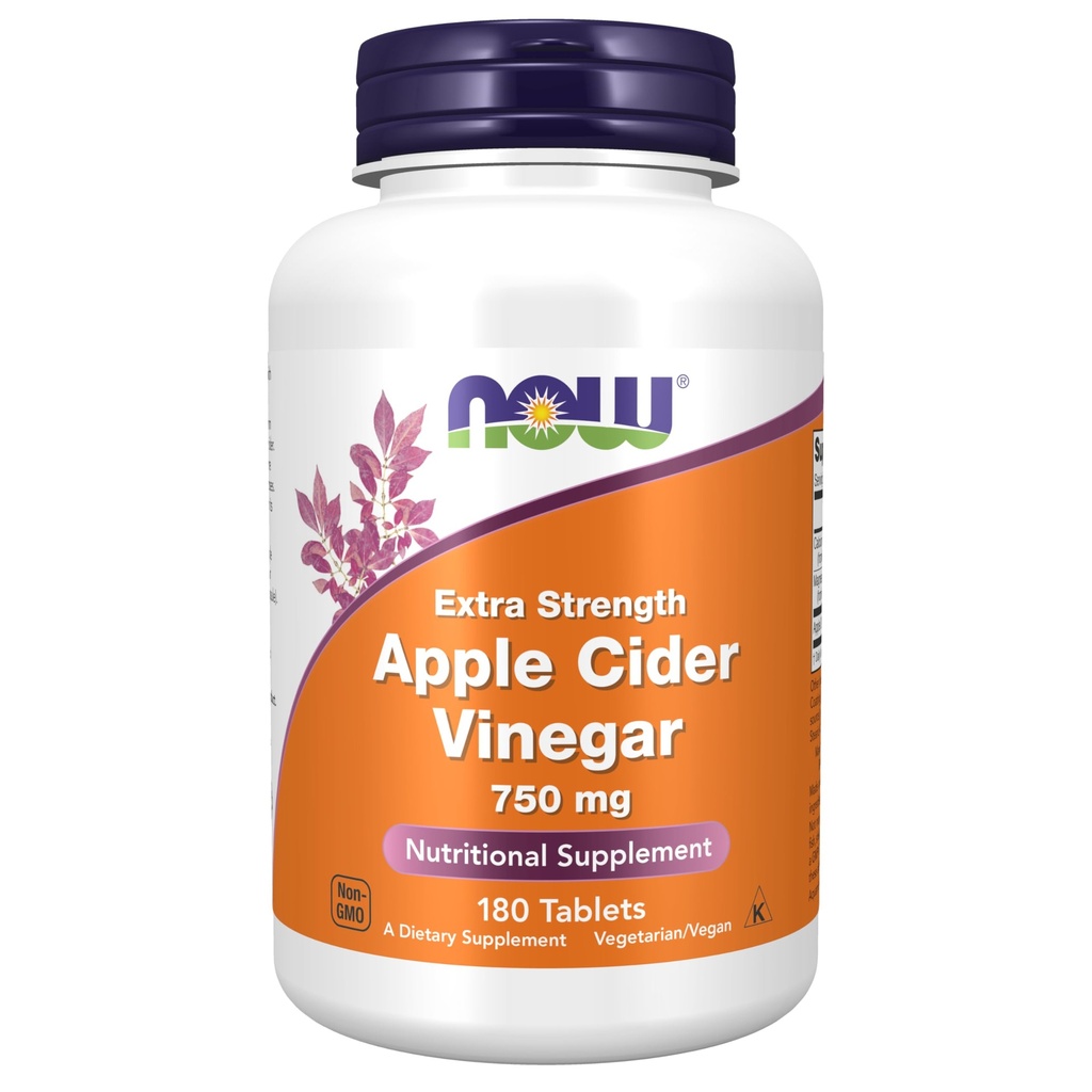 Nyt elintarvikkeiden lisäravinteet, Apple Siideri Viinietikka 750 mg, markkinoille saattaminen makea omena siideri, extra vahvuus, 180 tablettia