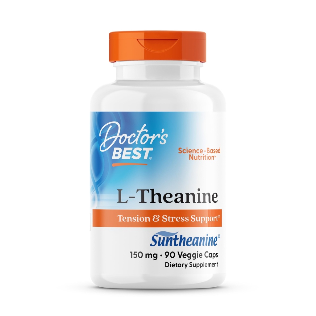 Lääkärin paras L-Theanine sisältää Suntheanine, auttaa vähentämään stressiä ja unta, ei-GMO, Gluteeniton, Vegan, 150 mg (DRB-00197), 90