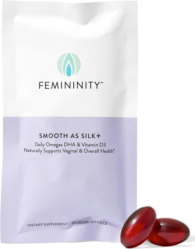Feminity Smooth kuin Silk+ 30-päivä täyte emättimelle kuivuus (60 Softgels)