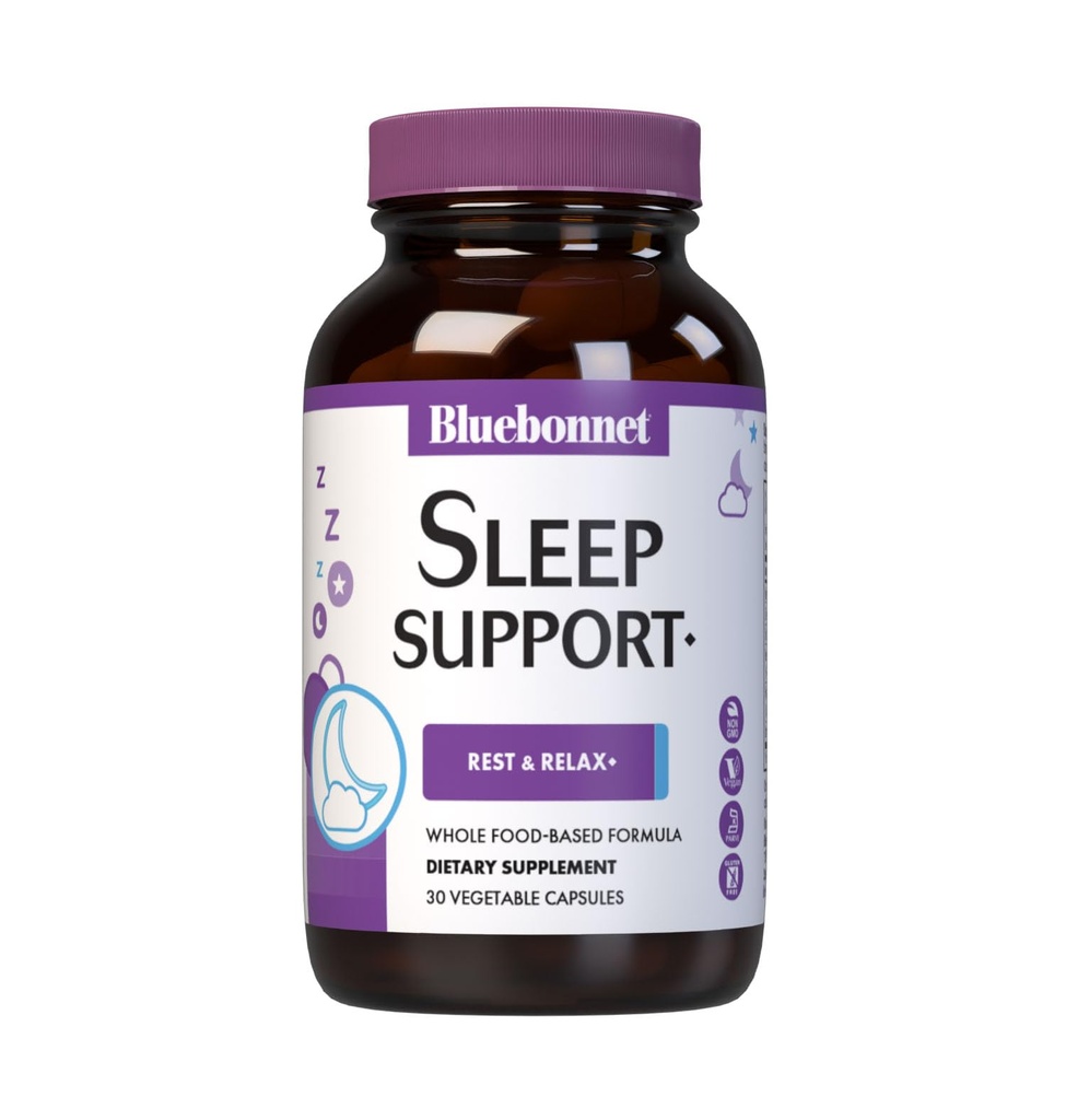 Bluebonnet Nutrition Targeted Choice Sleep Support, Lepo & rentoutuminen Koko ruoka, soijaton, gluteeniton, Kosher, ei-GMO, Dairy-free, Vegaani, 30 Vihanneskapselit