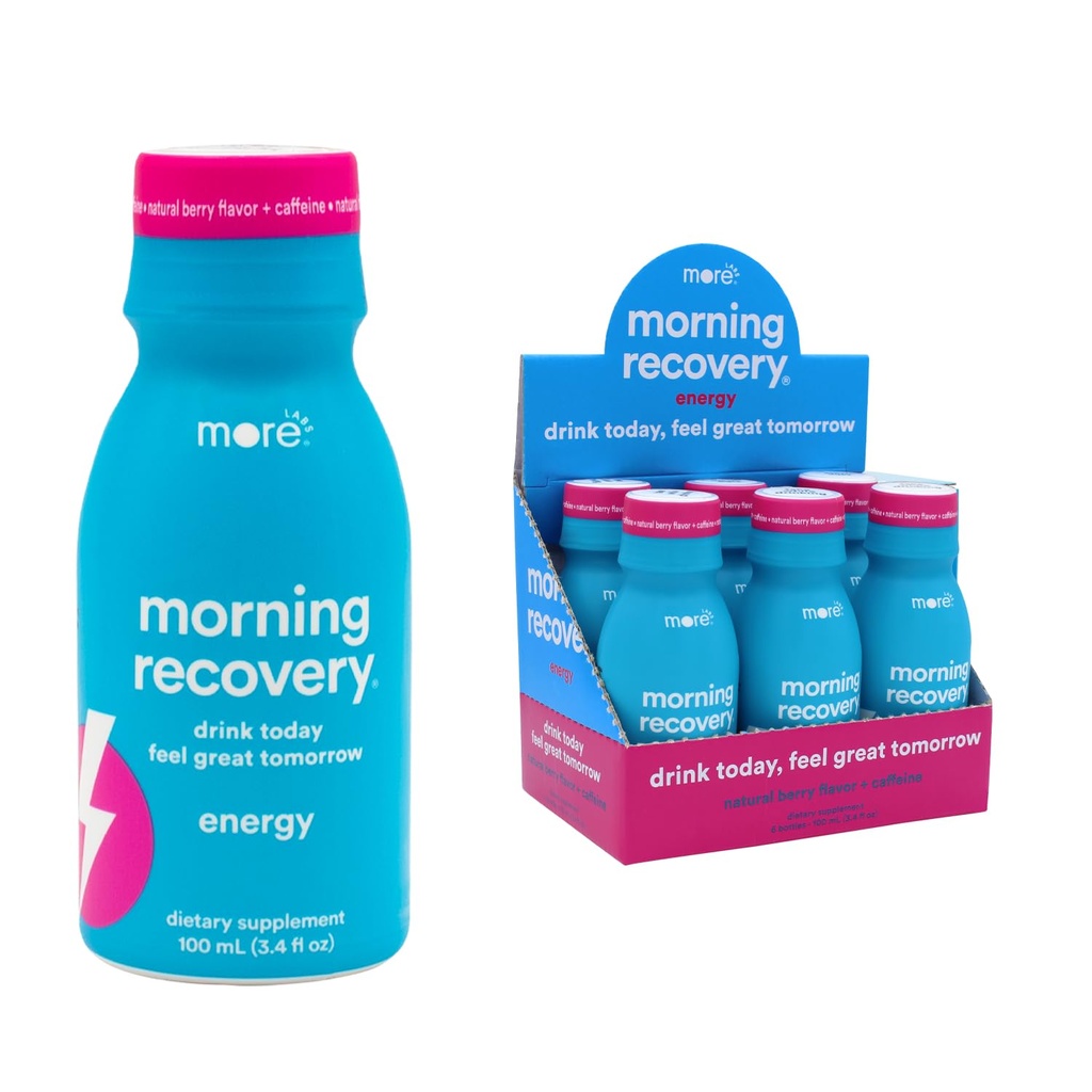 Aamulla Recovery, Electrolyytti energialla, Milk Thistle Drink Omistusmuoto Hydrate Vaikka juominen, erittäin liukoinen neste DHM, Non GMO, Vegaani, Gluteeniton, Berry, pakkaus 6