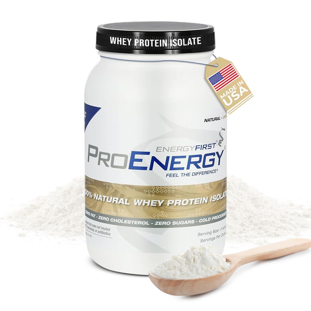 EnergyFirst Natural Grass Fed Whey Protein Isolate Powder, Unmariored Protein Powder, ProEnergy Protein Shake for Ateriankorvike & Post Treout Recovery, Ei-GMO, Sokeri & Gluteenittomat 36 tarjoilua
