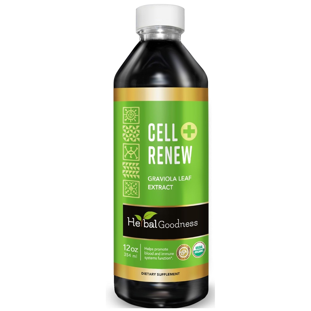 Soursop Extract Organic Cell Renew Graviola Leaf Extract 12oz ... 15X Natural Soursop Juice Keskittymä, edistää solujen uudistumista, immuniteetti Boost, Sleep Support - Kosher Certified - Made in USA