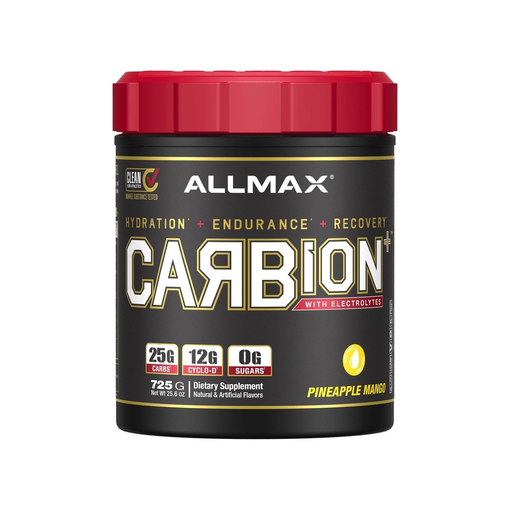 ALLMAX Nutrition - CARBION+ Harjoitus Hydration Supplement Powder Electrolytes, tukee kestävyyttä, Recovery, ja liikunta suorituskykyä, gluteeniton ja vegaaninen, Ananas Mango, 25 tarjoilua