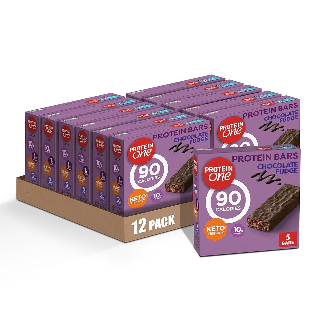Proteiini One 90 Calorie Protein Bars, Chocolate Fudge, Keto Friendly, 5 Ct, 4.8 oz (Pakkaus 12)