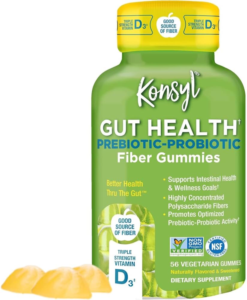 Konsyl Gut Health Prebiotic - Probiotiska Fiber Gummies - hjälper till att stödja Digestive Health + - Vegetarisk Fiber Supplement Gummies för vuxna - 56 Count