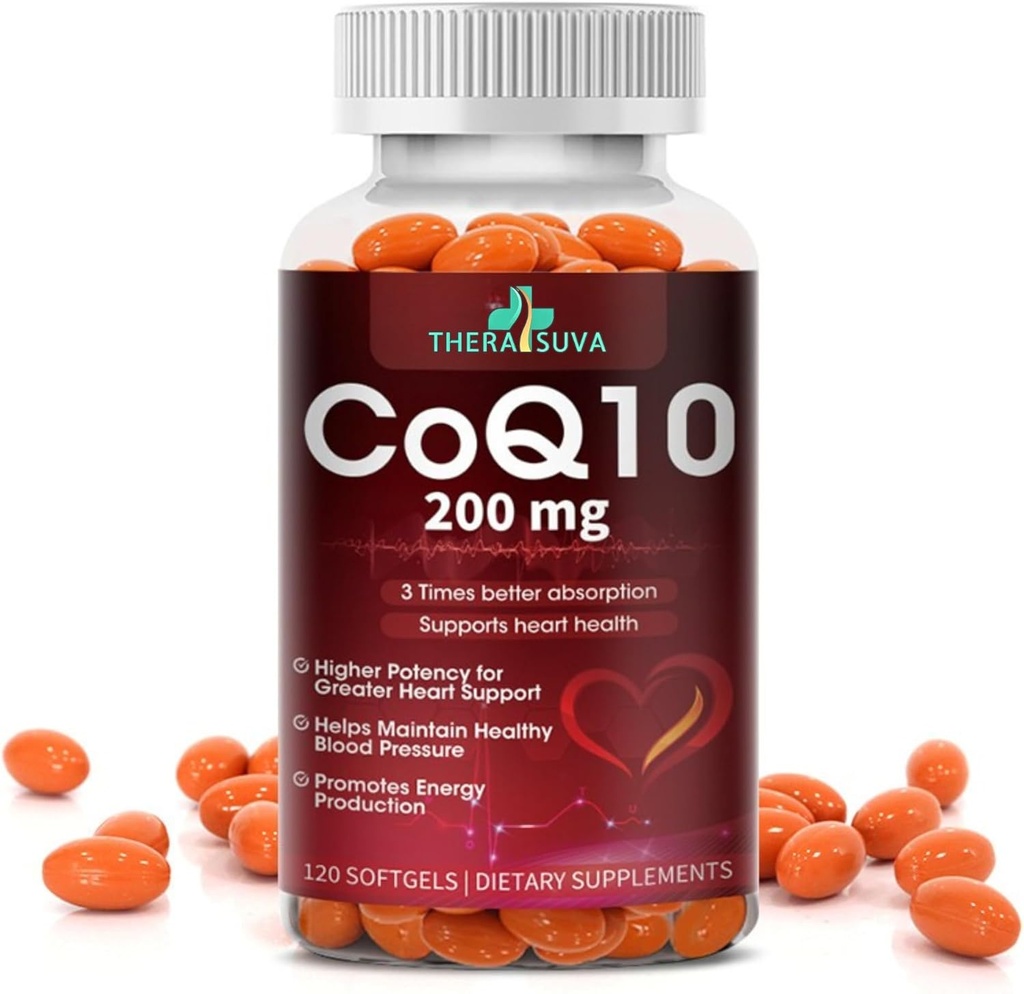High-Absorption CoQ10 200 mg ... Gluteeniton softgels for Heart, Stamina & Brain Support - 60 päivää, 120