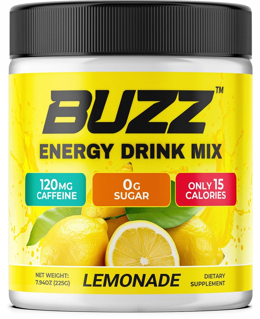 Aamu Buzz Energy Drink Powder - Energy Boost - Sokeritonta energiaa antioksidantteja - Morning Kick and Sports Nutrition Endurance Tuote - 30 Tarjoiluja, sitruunamehua, 8 Ounces