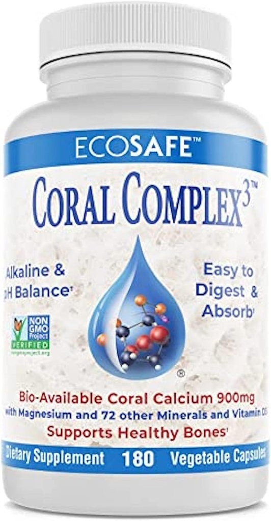 Coral Complex 3 - Coral Kalsium 900 mg D3 1200 IU ja magnesium168 mg - 180 kasvissyöjäkapselit