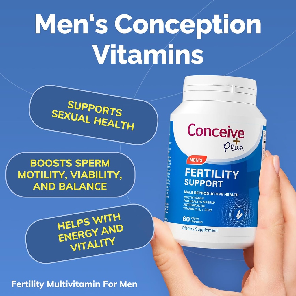 CONCEIVE PLUS Mens Fertility Bundle, Fertility Vitamins 60 Count och Fertility Lubricant 2.5 Ounce