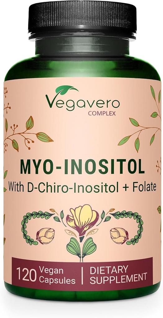 Vegavero Myo-Inositol & D-Chiro Inositol | Hormon Balance & Ovarian Support | med Folate, Resveratrol, CoQ10 | 40:1 Ratio | Lab-Tested | 120 Caps | Vegan