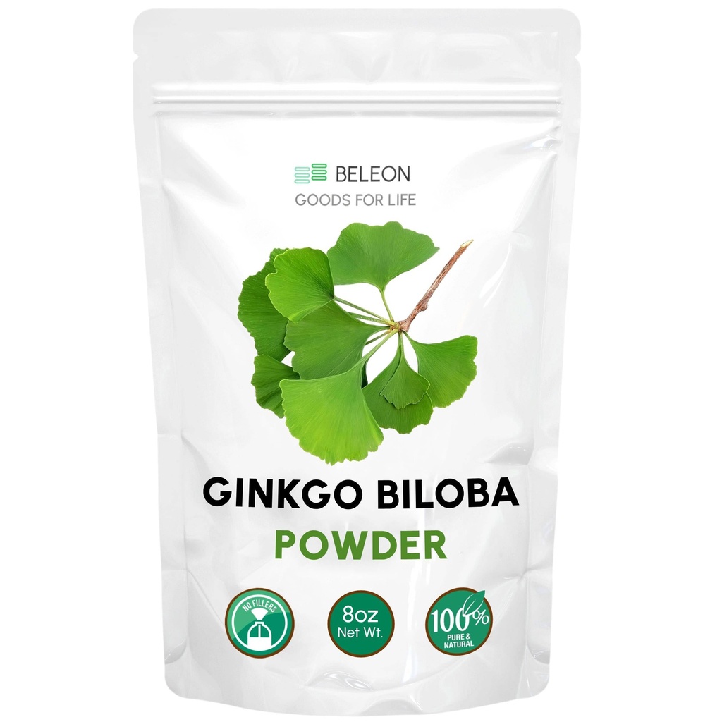 Ginkgo Biloba Powder 8 oz - Pure Natural Supplement, Aivojen tuki, Mielen valppaus, Filler ilmaiseksi