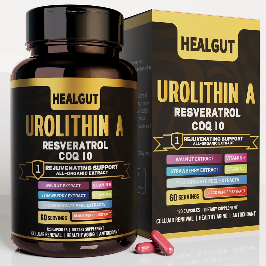 9-in-1 Urolithin A Supplement for Women Anti-Aging 1000mg: Antioksidantti kapselit Trans-Resveratrol ja CoQ10 - USA Lab todennettu tuki Terve ikääntyminen ja solujen uudistuminen