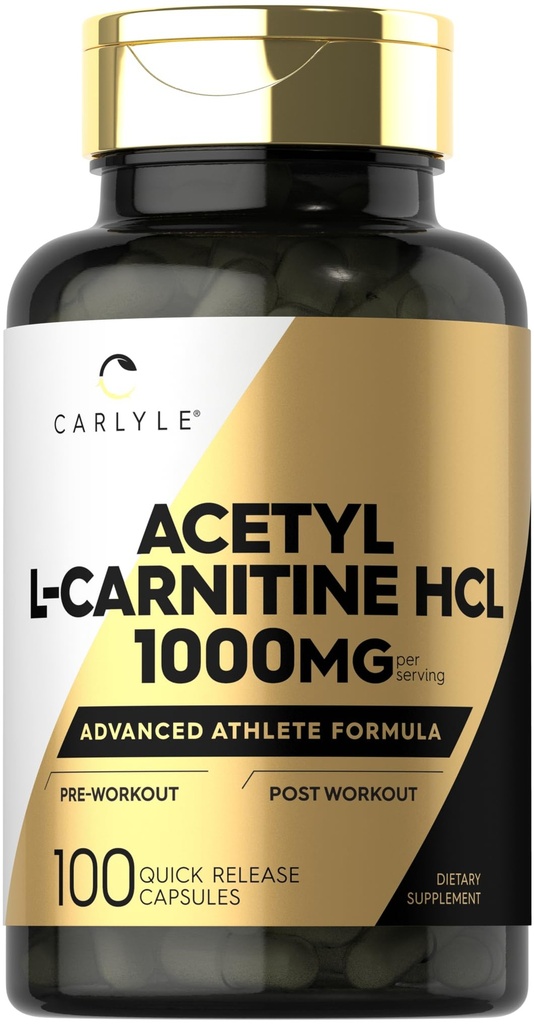 Carlyle Acetyl L-Carnitine HCL | 1000mg | 100 kapslar | Avancerad idrottsformel | Pre-Workout Supplement | Non-GMO & Gluten Free